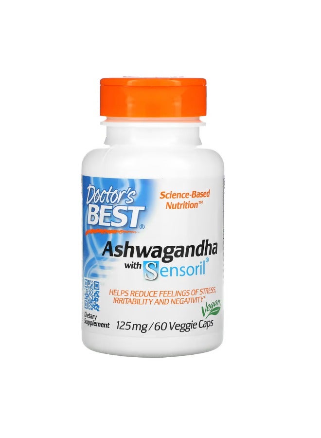 دكتورز بست Ashwagandha with Sensoril 125 mg 60 Veggie Caps - Image 1