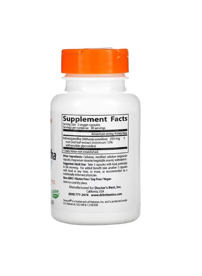 دكتورز بست Ashwagandha with Sensoril 125 mg 60 Veggie Caps - Image 2