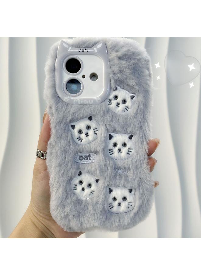 اس-توب جراب لهاتف iPhone 16 Plus مصنوع من السيليكون بتصميم قطة لطيفة ومخملية بتغطية كاملة - Image 1