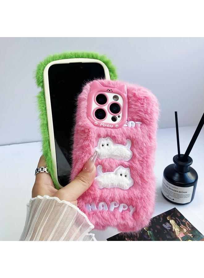 اس-توب جراب لهاتف iPhone 16 Plus مصنوع من السيليكون بتصميم قطة لطيفة ومخملية بتغطية كاملة - Image 5