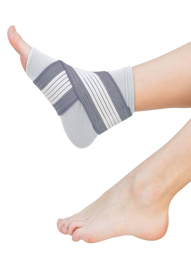ZenToes Ankle Support Brace for Women and Men, Easy to Use Compression Sleeve with Adjustable Stabilizer Wrap, Wear with Shoes and Socks, Helps Prevent Sprained Ankle Injury - 1 Count (Gray, Wide - Image 1