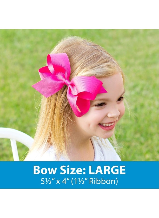 Wee Ones Girls' Plain Wrap Classic Grosgrain Hair Bows on a WeeStay No-Slip Hair Clip, Handmade, Large, Millennium Blue - Image 2