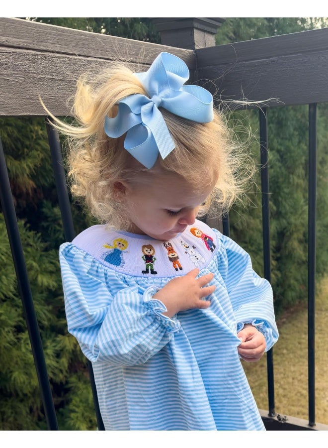 Wee Ones Girls' Plain Wrap Classic Grosgrain Hair Bows on a WeeStay No-Slip Hair Clip, Handmade, Large, Millennium Blue - Image 5