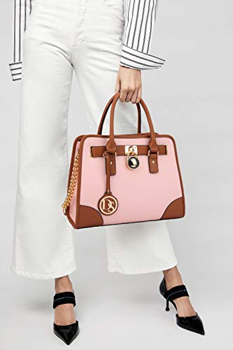 Dasein Women Handbags Top Handle Satchel Purse Shoulder Bag Hobo Bag Work Bag Set 2pcs (Pink) - Image 2