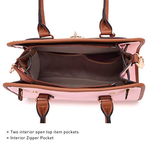 Dasein Women Handbags Top Handle Satchel Purse Shoulder Bag Hobo Bag Work Bag Set 2pcs (Pink) - Image 5