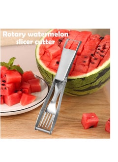 KASTWAVE 2 in 1 Watermelon Fork Slicer Cutter, Dual Head Portable Artifact, Stainless Steel Fruit Watermelon Cutter, Suitable for Family Parties Kitchen Camping Artifact  - Image 2