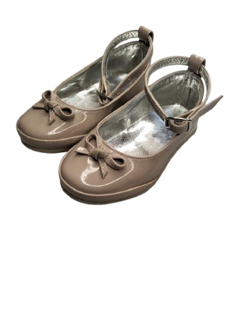 Generic Glossy Beige Leather Shoes For Kids-25 - Image 1