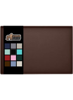 Gorilla Grip Gorilla Grip 100% Waterproof Raised Edge BPA Free Silicone Pet Feeding Mat, Dog Cat Food Mats Contain Spills Protects Floors, Placemats for Cats and Dogs Water Bowl, Pets Accessories 16x10, Brown  - Image 1