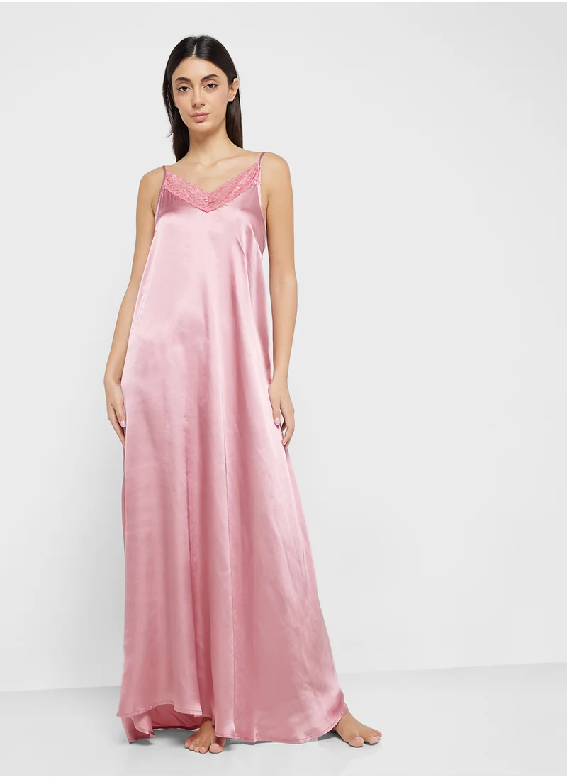 Khizana Robe & Night Slip With Lace Trim