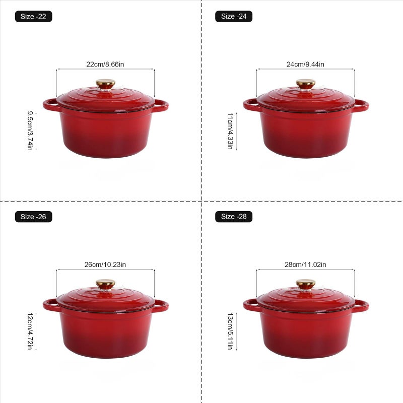 22cm Enameled Dutch Oven For Even Heat Distribution Multi Functional Kitchen Pot - Image 4