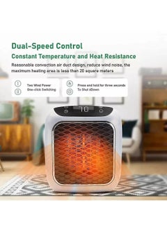 ماركة غير محددة مروحة مدفأة كهربائية محمولة بقوة 800 واط مع شاشة LED وجهاز تحكم عن بعد ومؤقت  - Image 3