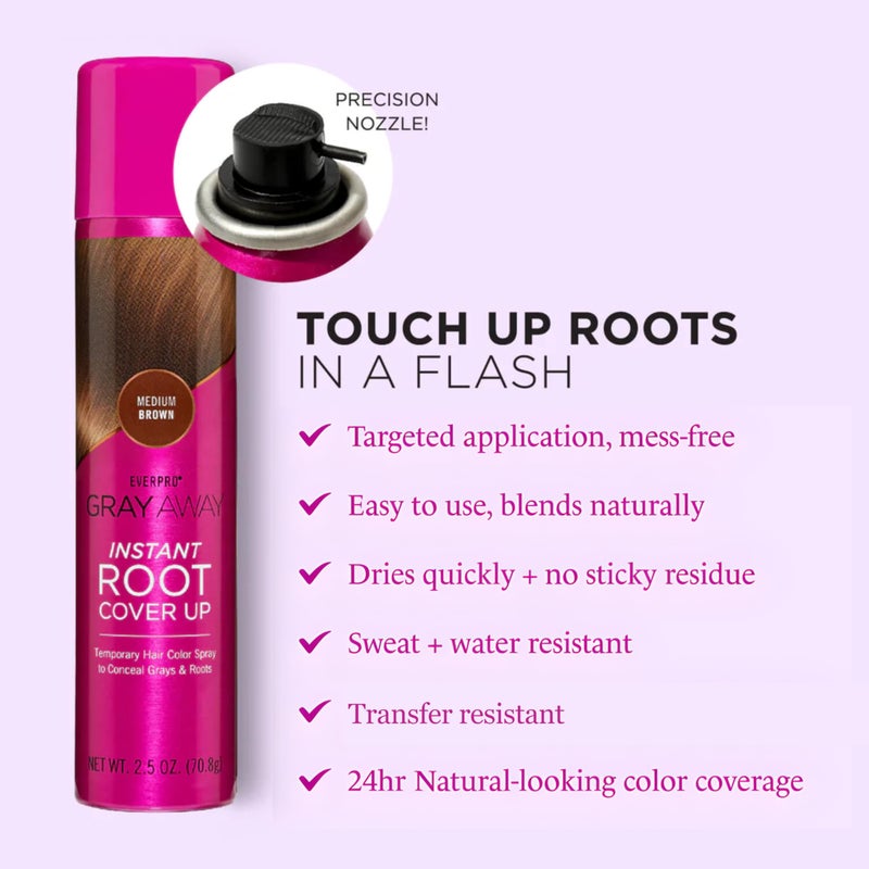 EVERPRO Gray Away Instant Root Cover Up Spray 2.5oz - Medium Brown - Image 5