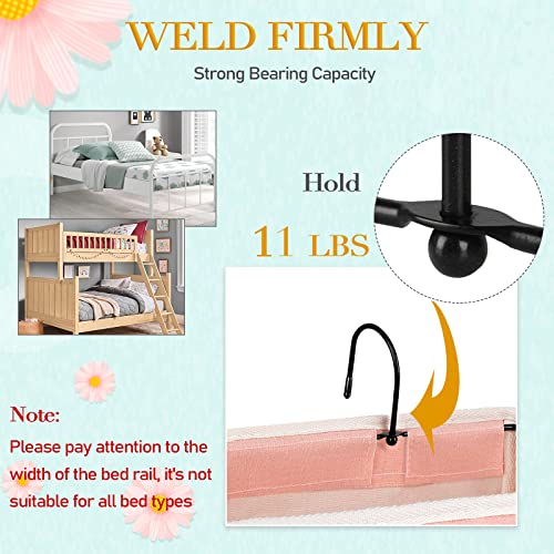 Ozzptuu Bedside Storage Caddy/Bedside Hanging Storage Bag for Headboards Bunk Beds Dorm Rooms Book Phone Magazine Holder (Light Pink) - Image 2