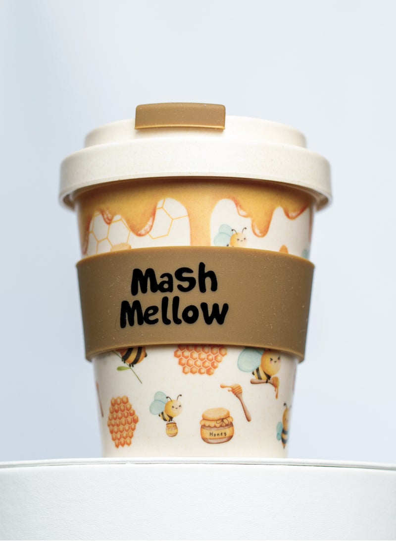 Mash Mellow Bamboo Reusable Kids Cup with Silicon straw (built in stopper) - Mashmellow  – 250ml Eco-Friendly Sippy Cup | BPA-Free, Dishwasher Safe, Toddlers cup, Kid bottle ( (Queen Bee) - Image 2