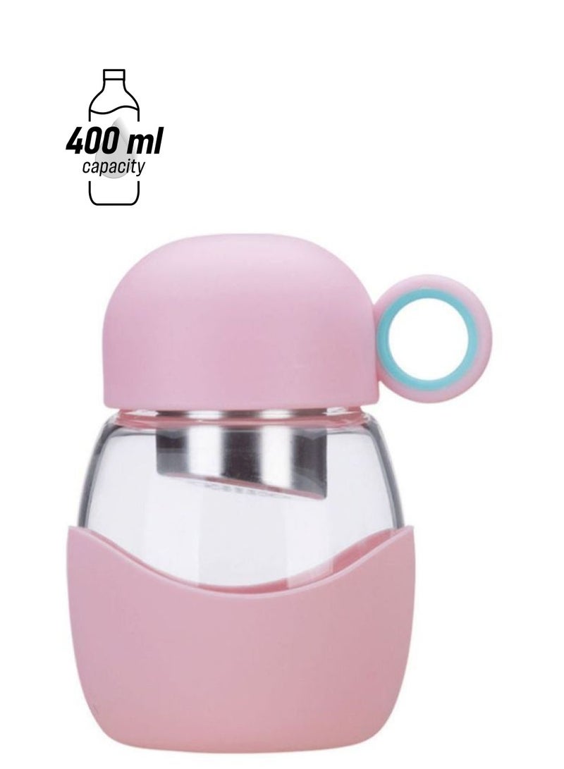 NIBEMINENT Glass Water Bottle Pink 10cm - Image 1