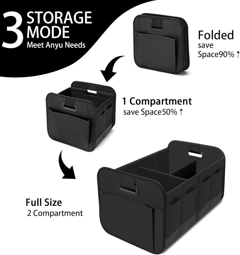 Car Trunk Organizer - 70L Waterproof Collapsible Storage with 10 Pockets, Black - Image 3