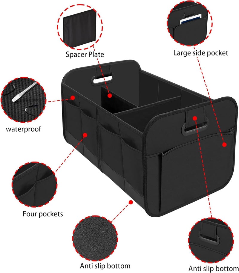 Car Trunk Organizer - 70L Waterproof Collapsible Storage with 10 Pockets, Black - Image 4