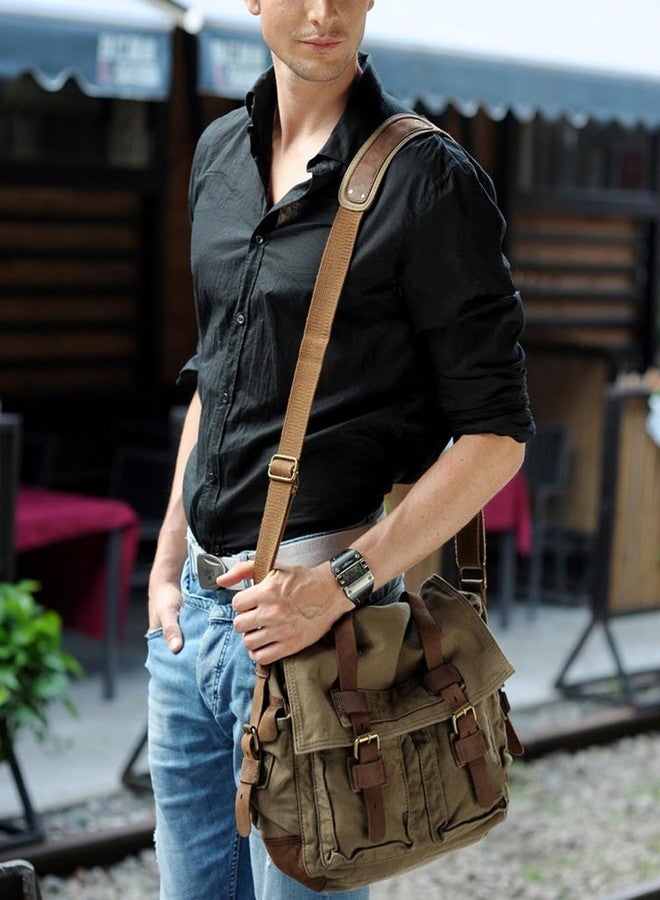Berchirly Mens Military Canvas Messenger Bag Crossbody College Shoulder Bags Sling Satchel For 17.3Inch Laptop - Image 2
