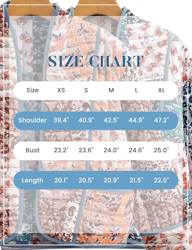 Omoone Women's Cropped Floral Reversible Quilted Jacket Cardigan Printed Lightweight Open Front Padded Puffer Coat(3950-01Brown-M) - Image 5