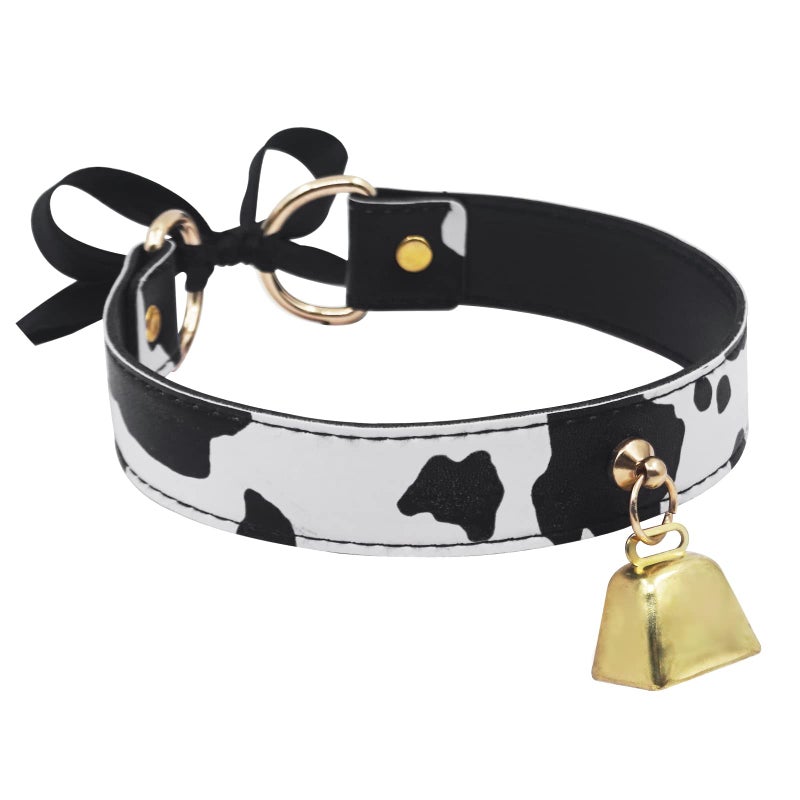 paloli Basic Cow Print Bell Collar Choker Necklace for women - Image 2