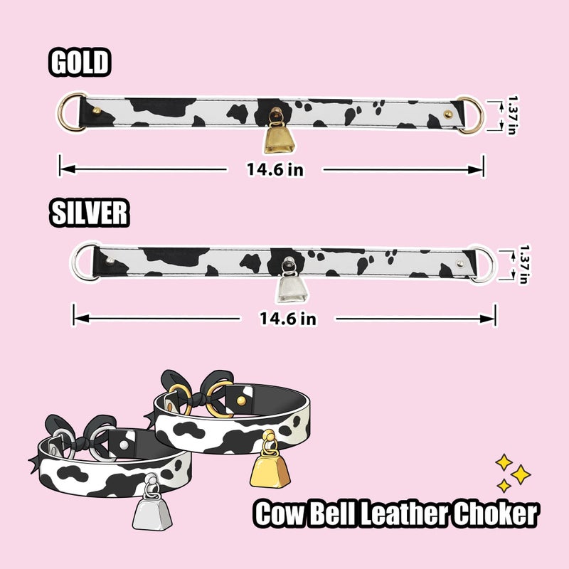 paloli Basic Cow Print Bell Collar Choker Necklace for women - Image 4