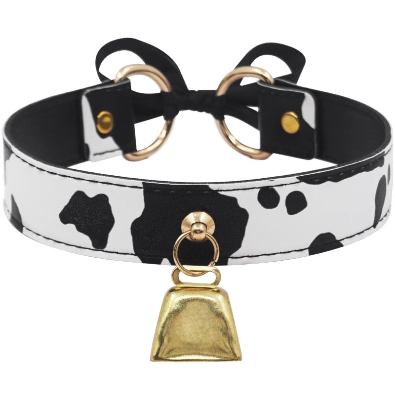 paloli Basic Cow Print Bell Collar Choker Necklace for women - Image 1