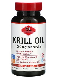 Olympian Labs Krill Oil 1000 mg 60 Softgels (500 mg per Softgel) 