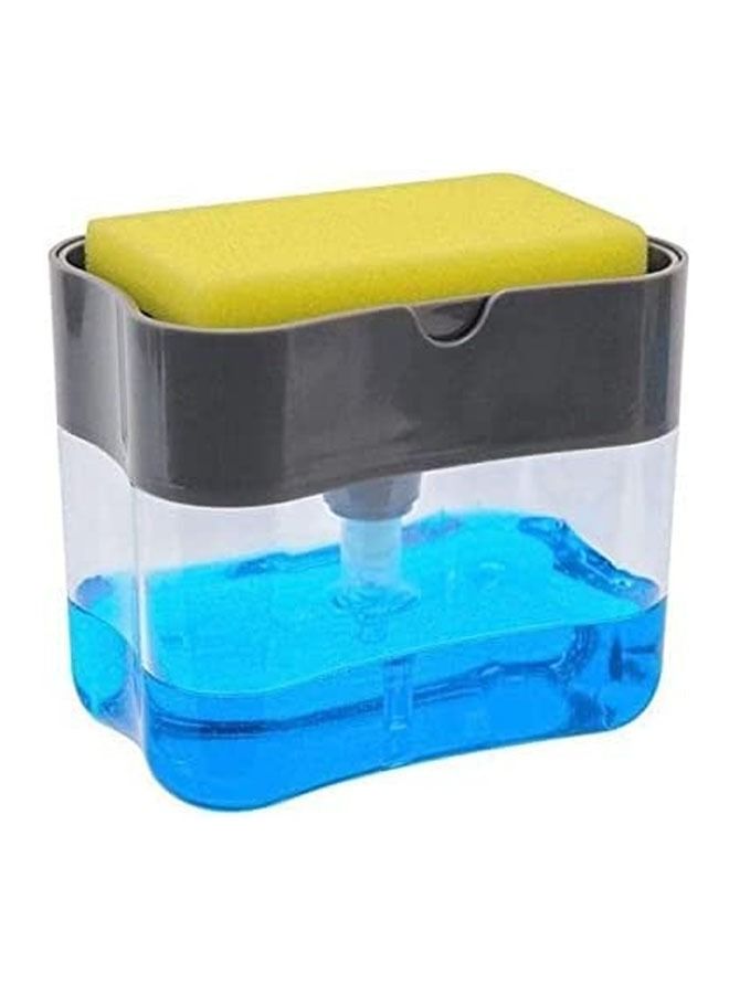 2 in 1 Sponge Rack Shelf Soap Detergent Dispenser Pump, Large Capacity with Sponge, 1 Hand Operation -Multi color - Image 1
