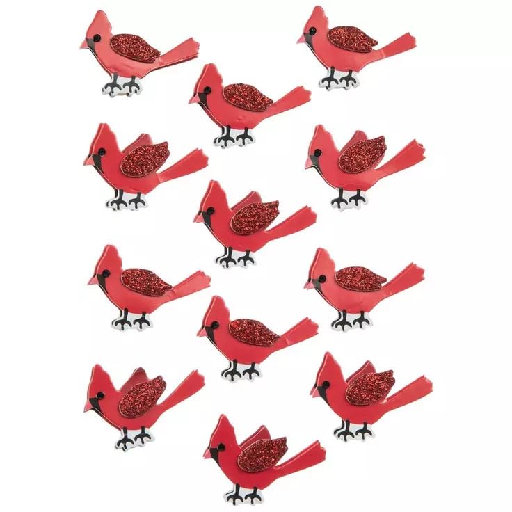 3D Cardinal Christmas Stickers for Journaling Scrapbooking Cardmaking Arts Crafts 12 Pieces