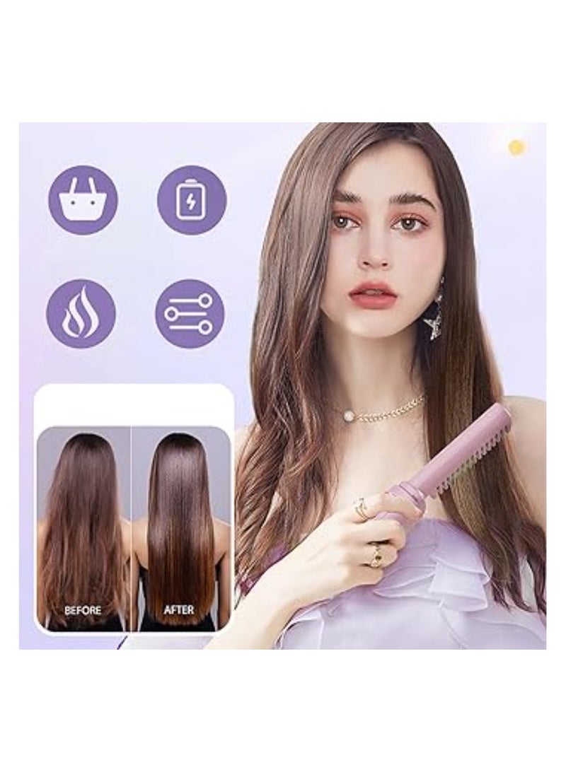 Dreamzon Rechargeable Mini Hair Straightener, Portable Cordless Hair Straightener,Electric Hot Comb Hair Straightener, Negative Ion Hair Straightener Brush, Travel Flat Iron for Hair Mini Cordless (Pink) - Image 2