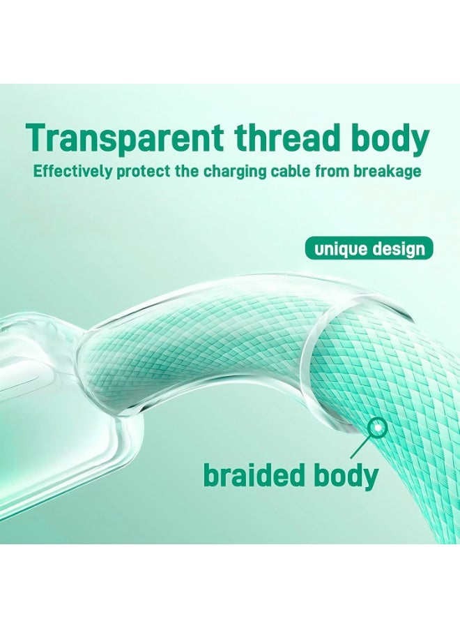 66W Fast Charging USB-C to USB-C Cable 1M, Durable Braided Type-C Charger Cable, Data Sync Cord with Transparent Connector for Android Phones, Tablets and USB-C  Devices - Image 4
