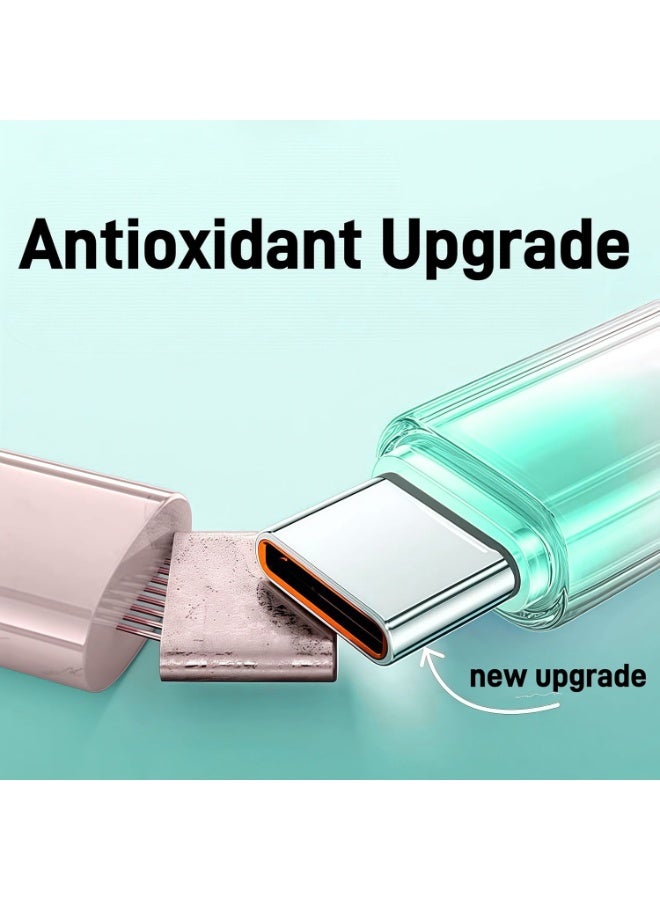 66W Fast Charging USB-C to USB-C Cable 1M, Durable Braided Type-C Charger Cable, Data Sync Cord with Transparent Connector for Android Phones, Tablets and USB-C  Devices - Image 3