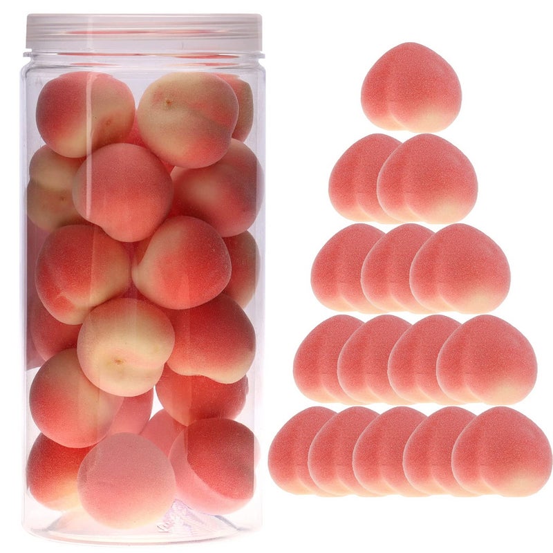 Meiwlong 27 PCS Mini Artificial Peach Decoration Theme Party Fake Lifelike Plastic Props Faux Realistic Fruit Model Garnish Home Harvest Festival Halloween