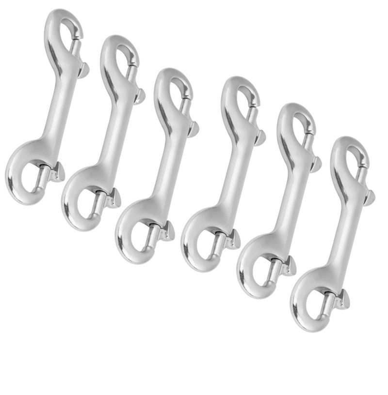 Sisims 6 Pcs Marine Grade Double Ended Bolt Snap Diving Hook Clips,Scuba Trigger Clip,Large 4-1/2'' 115mm 316 Stainless Steel (Silver) - Image 1