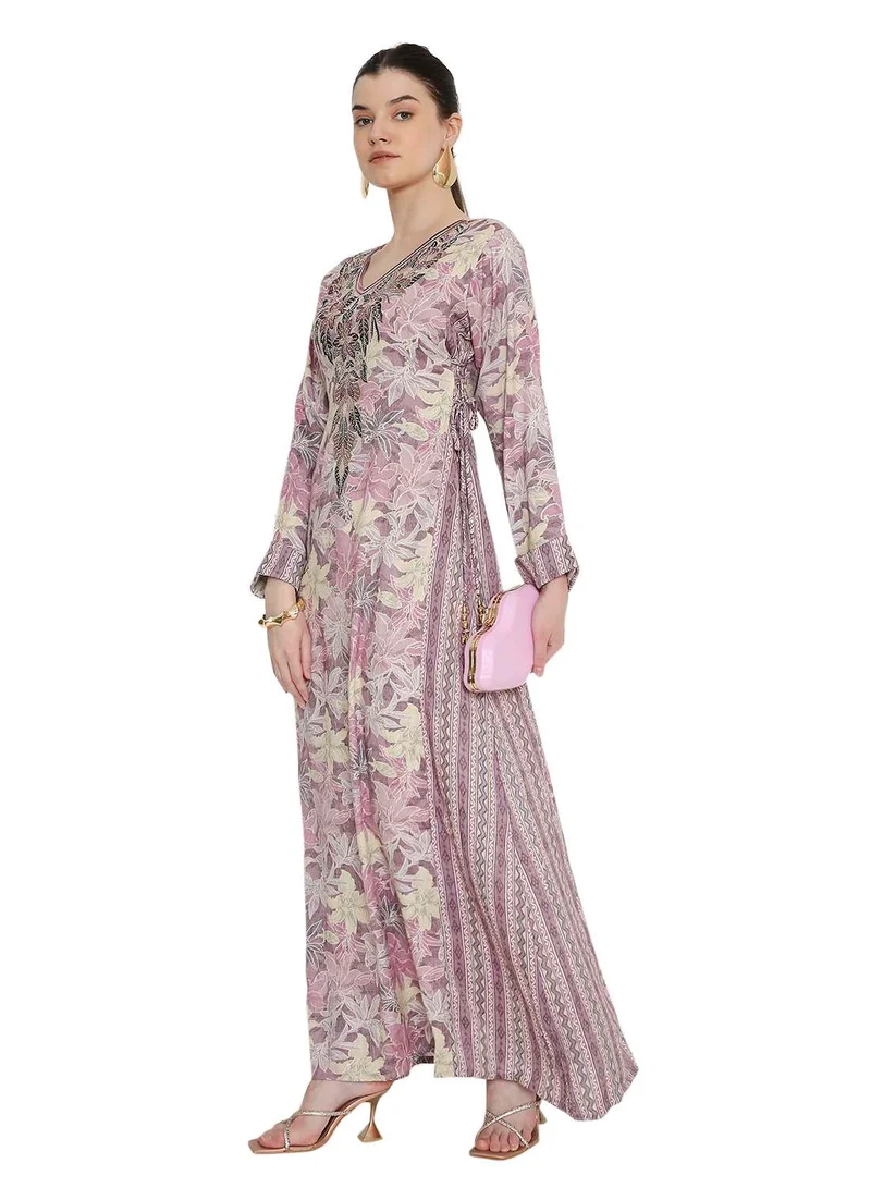 HANA & SARA Floral long arabic kaftan traditional jalabia dress