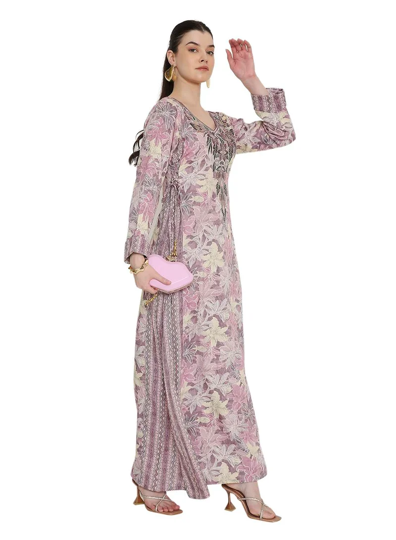 HANA & SARA Floral long arabic kaftan traditional jalabia dress