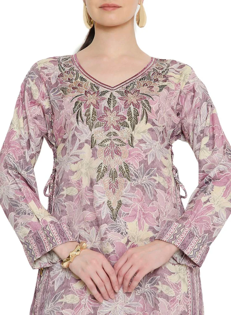 HANA & SARA Floral long arabic kaftan traditional jalabia dress