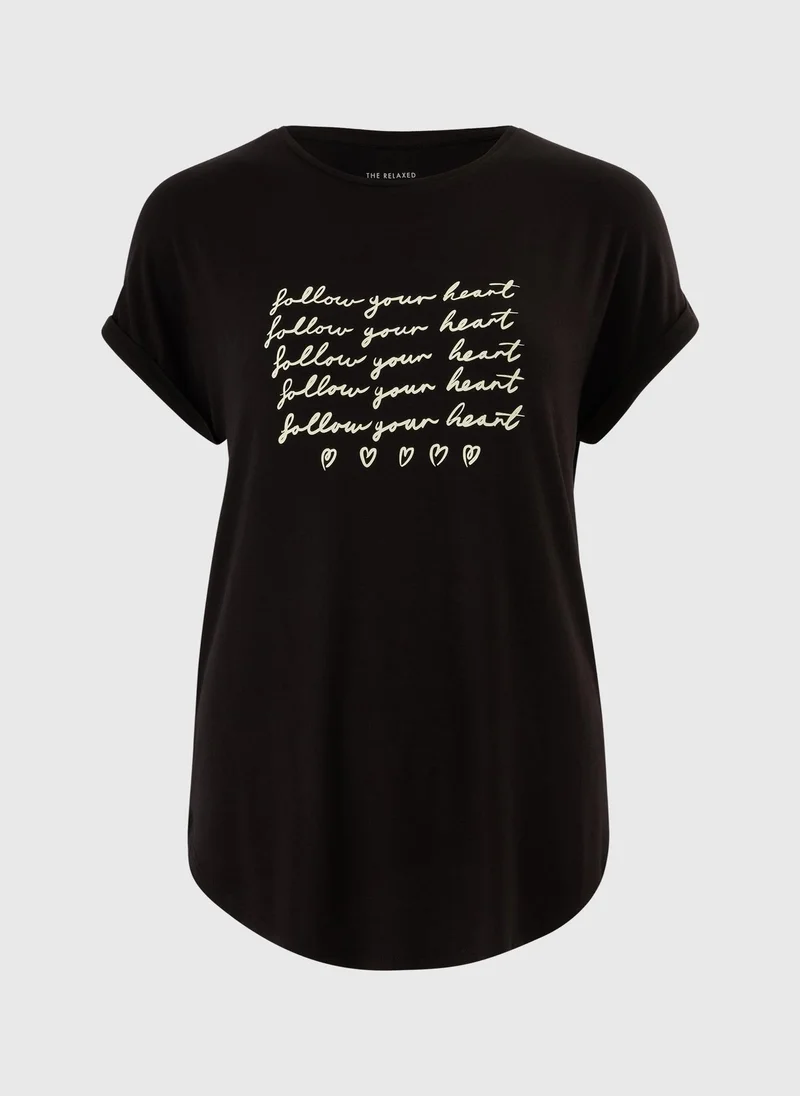 Matalan Black Slogan T-Shirt