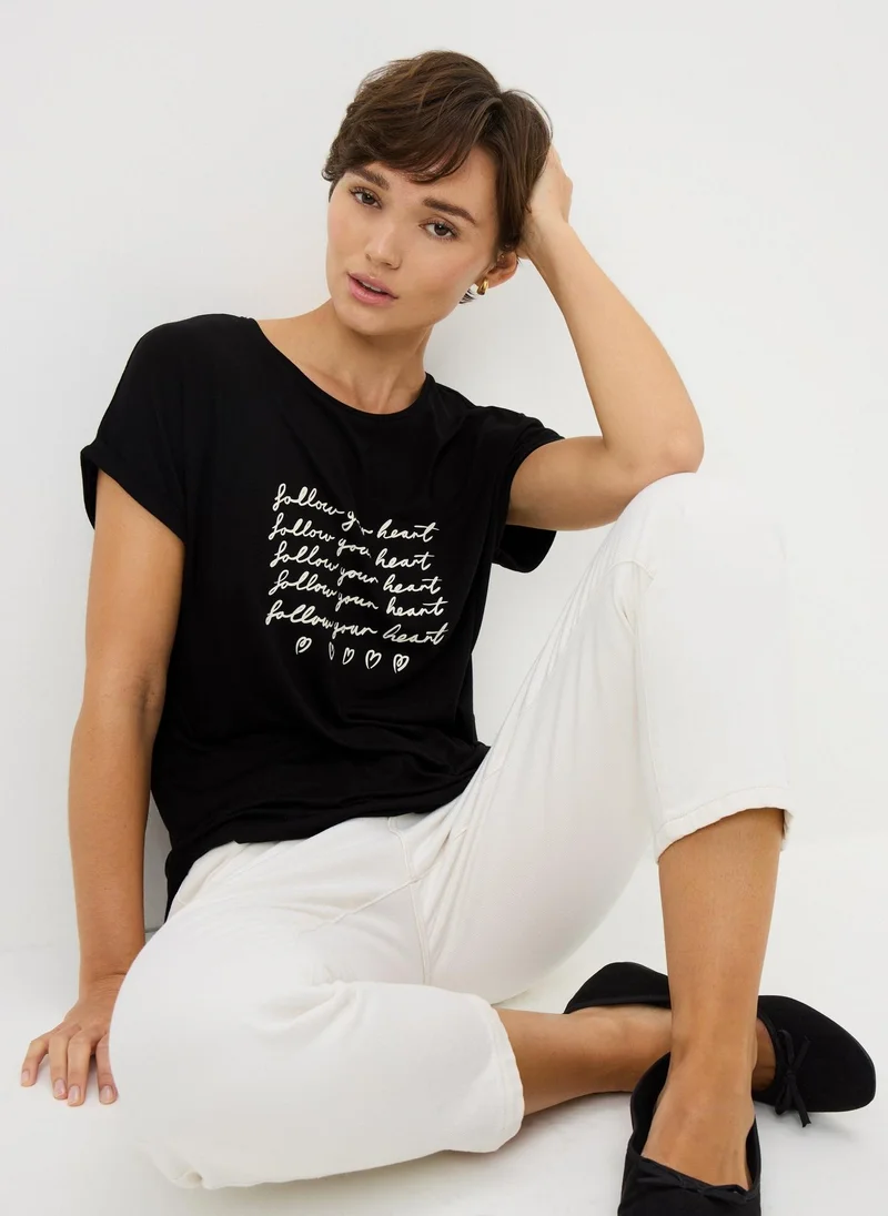 Matalan Black Slogan T-Shirt