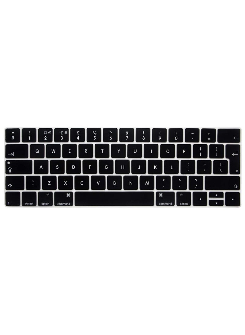 AMM UK Layout English Keyboard Cover Compatible for MacBook Pro 13 and 15-inch with Touch Bar Model A2159 A1989 A1990 A1706 A1707 Release 2019 2018 2017 2016 Black - Image 1