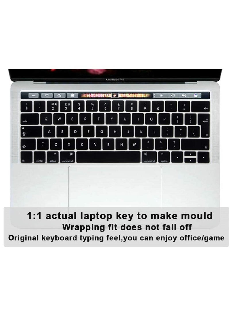 AMM UK Layout English Keyboard Cover Compatible for MacBook Pro 13 and 15-inch with Touch Bar Model A2159 A1989 A1990 A1706 A1707 Release 2019 2018 2017 2016 Black - Image 3
