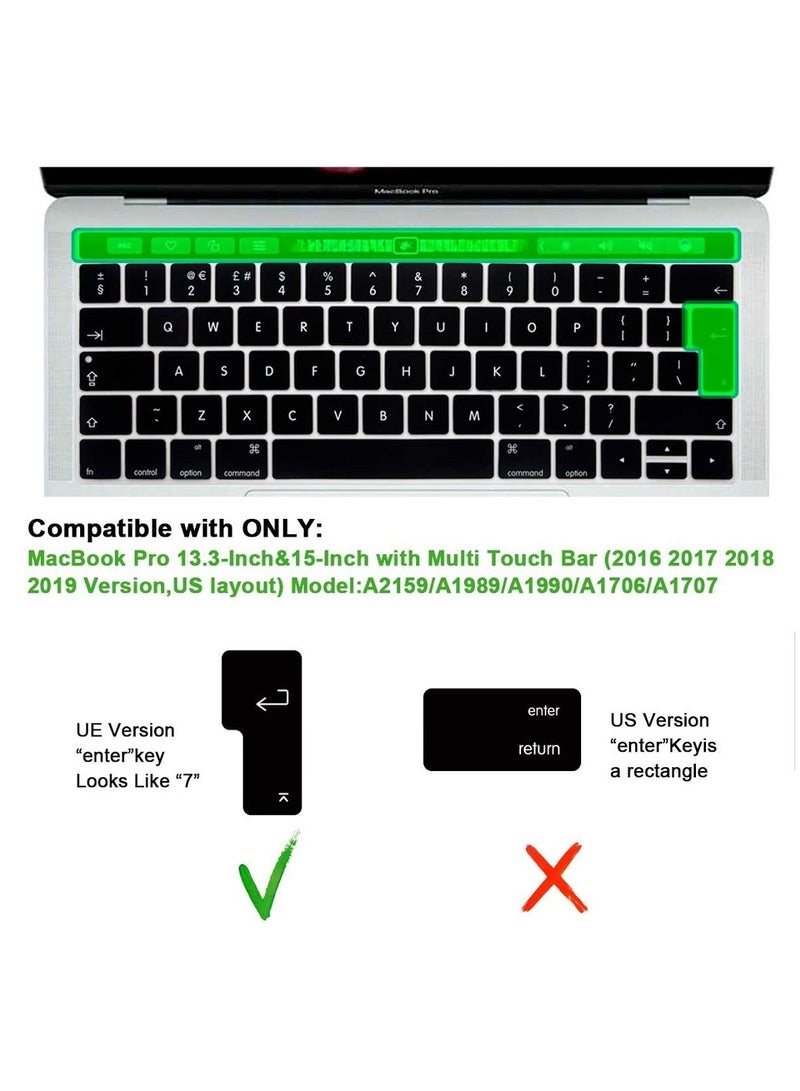 AMM UK Layout English Keyboard Cover Compatible for MacBook Pro 13 and 15-inch with Touch Bar Model A2159 A1989 A1990 A1706 A1707 Release 2019 2018 2017 2016 Black - Image 2