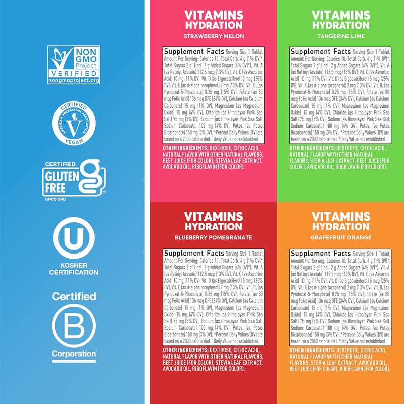 Nuun أقراص إلكتروليت فيتامينات نون مع فيتامين د، ج، هـ، أ، ب6، حمض الفوليك، مغنيسيوم و 4 إلكتروليتات أساسية أخرى، خالية من الغلوتين، نباتية، نكهة فواكه مختلطة، عبوة 4، 48 حصة إجمالية - Image 5