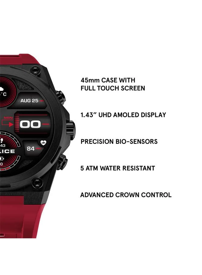 Police Black/Red My Avatar 2 Interchangeable Strap, AMOLED, Dual Time, 5ATM, GPS Smartwatch for Men | Best Price UAE