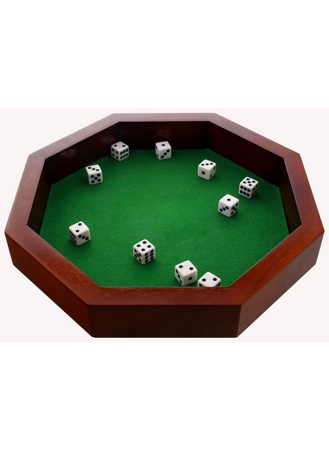 FUN+1 TOYS! 11.75Inch Octagonal Wooden Dice Tray Dice Included  - Image 2