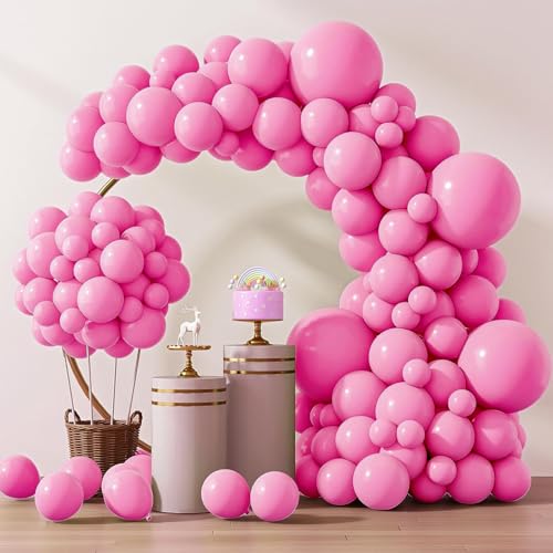RUBFAC 129pcs Pink Balloons Different Sizes 18 12 10 5 Inches for Garland Arch Pink Balloons for Valentines Day Birthday Baby Shower Gender Reveal Wedding Party Decoration - Image 1