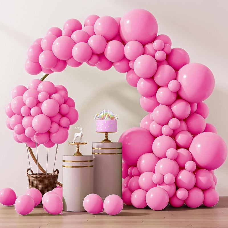RUBFAC 129pcs Pink Balloons Different Sizes 18 12 10 5 Inches for Garland Arch Pink Balloons for Valentines Day Birthday Baby Shower Gender Reveal Wedding Party Decoration - Image 2