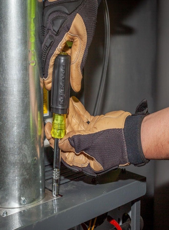 Klein Tools Multi-Bit Screwdriver/Nut Driver, Magnetic 8-in-1 HVAC Slide Drive Tool with Hex, Phillips, Schrader Bits, Nut Drivers - Image 4