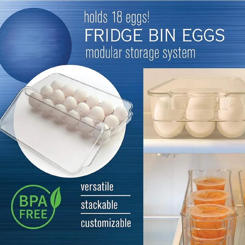 Aakarit Acrylic 18 Egg Storage Box or Trays for Refrigerator with Lid Handles Rectangular Unbreakable Clear - Image 4