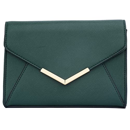 KKXIU Women Elegant Faux Leather Evening Envelope Clutch Purse Foldover Bags for Party Wedding Prom (A-Olive) - Image 4